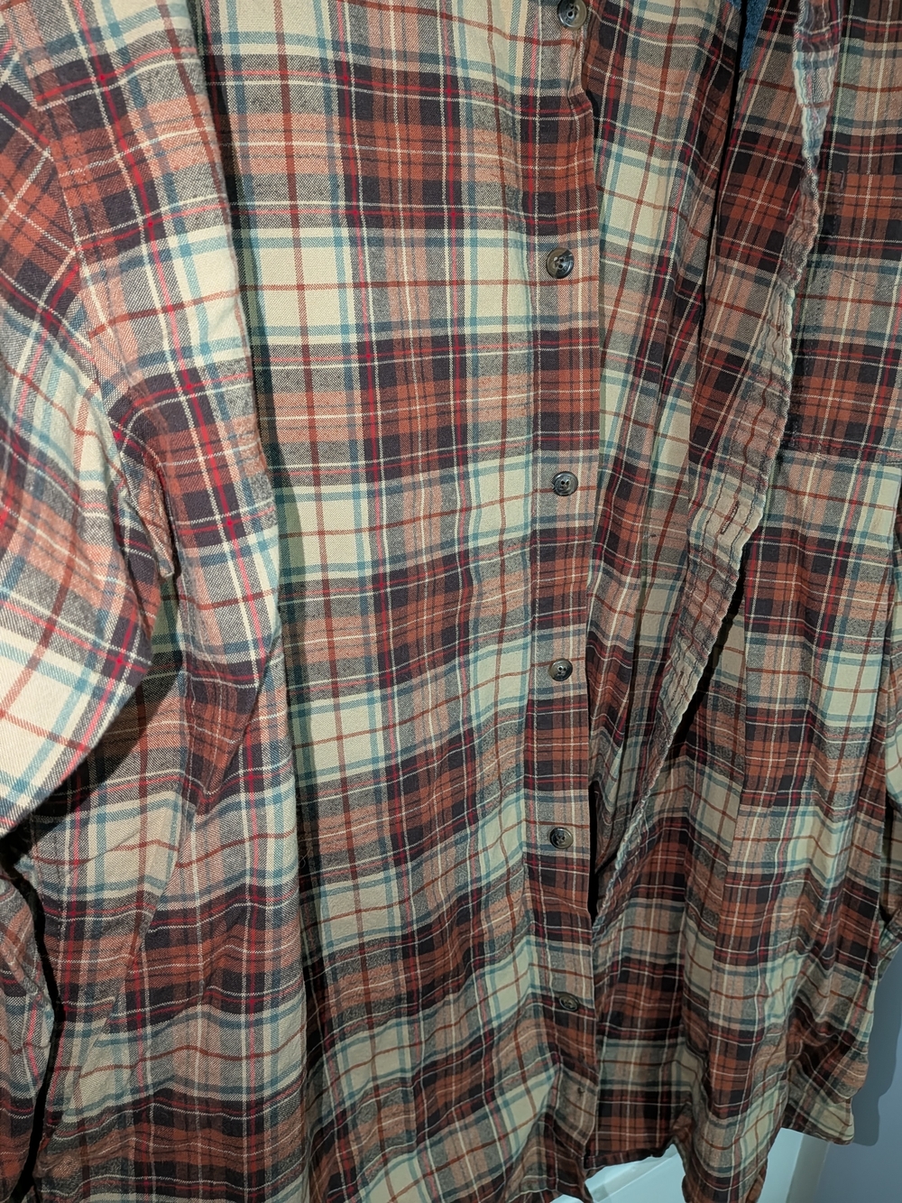 C. E. Schmidt Workwear Men's Plaid Flannel Button Down- Brown, Orange & Cream - Picture 5 of 7